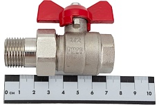 Шаровой Кран DOUBLE-LIN латунный резьбовой, бабочка, со сгоном НР/ВР 1/2&quot; LL1045 (1/2&quot;)