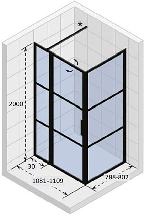 Душевой уголок Riho Grid XL GB203 110x80 черный/прозрачный G004016121