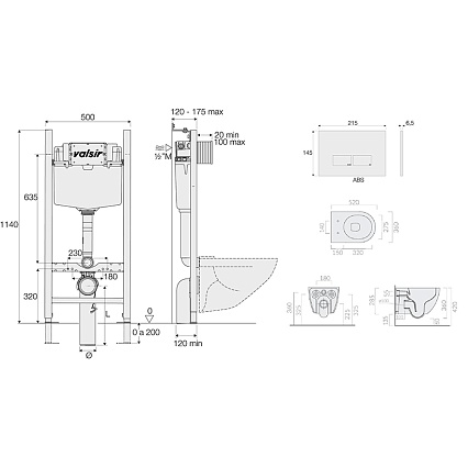 Подвесной унитаз с инсталляцией Valsir Winner S KIT VSCR 7334 Std P3, 4в1, хром