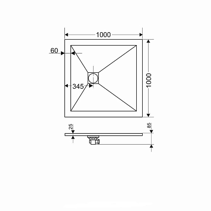 Поддон для душа Grossman Strong GR-S2100100Q 100x100 графит