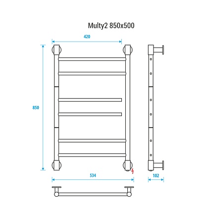 Полотенцесушитель электрический Energy Multy2 EETRMULTY2855 50x85 хром