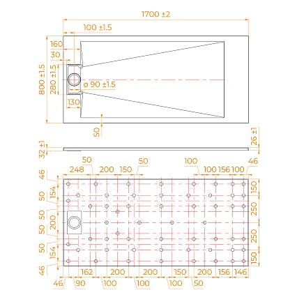 Поддон для душа RGW TUS-W 170x80 стеклокомпозит, белый 553702817-01