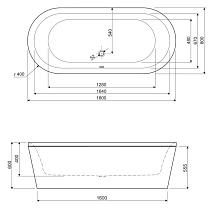 Акриловая ванна Cezares Metauro Central METAURO-Central-180-80-40-W-MATT 180x80 см белый матовый