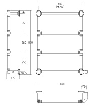 Полотенцесушитель электрический Margaroli Armonia 95125504OBNB 60x83 бронза